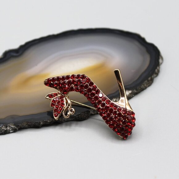 Heels shoes sexy jewelry brooch pin fashion gold tone red new adorable elegant - Picture 5 of 12